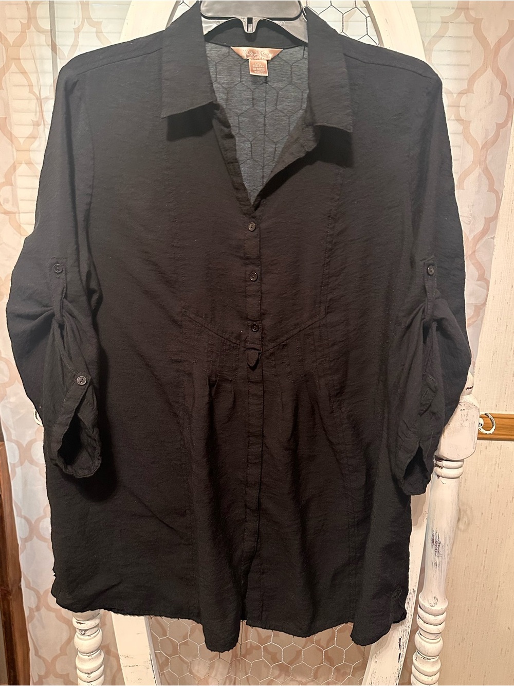 White Stag Black Button-Front Tunic Shirt